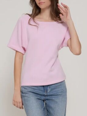 ShopEvelynne Light Pink Short Sleeve Boatneck Top